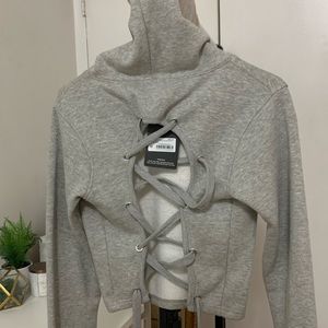 Grey Cropped Hoodie